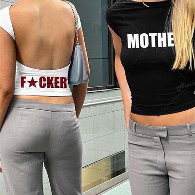 Backless Short Sleeve White Y2K clothes Crop Top Women aesth