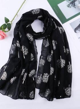 Cotton Silver Tree Flower Scarf Shawl VS200 银树花围巾披肩
