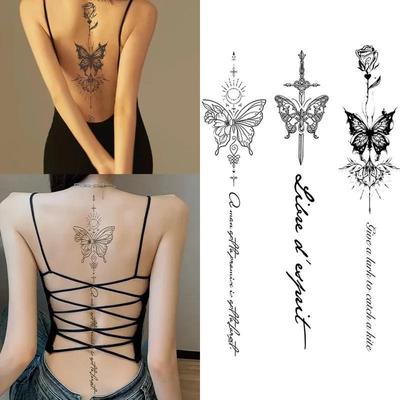 Spine Waterproof Temporary Fake Tattoo Lasting 12 Weeks