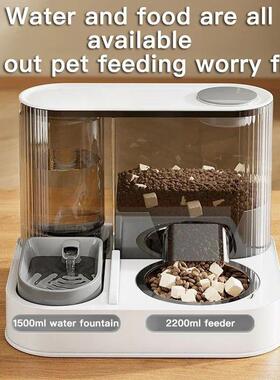 Automatic Feeder Cat Dog Food Bowl With Water Fountain Pet L