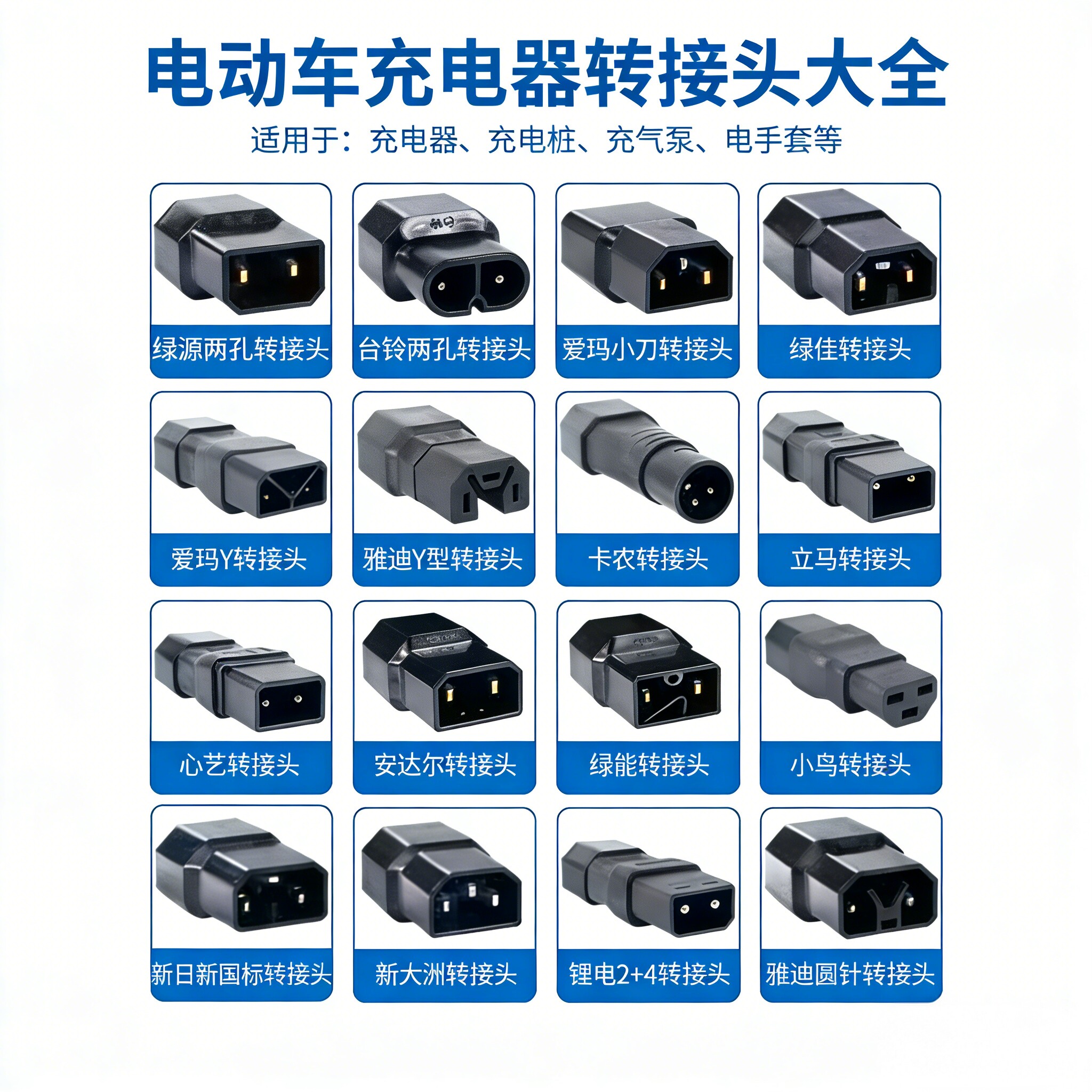 电动车通用插头式样转换器绿源新雅迪台铃小鸟爱玛转接小刀