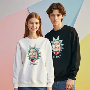 学生圆领外套 印花卫衣男女情侣款 2025春秋新款 瑞克与莫蒂动漫潮款