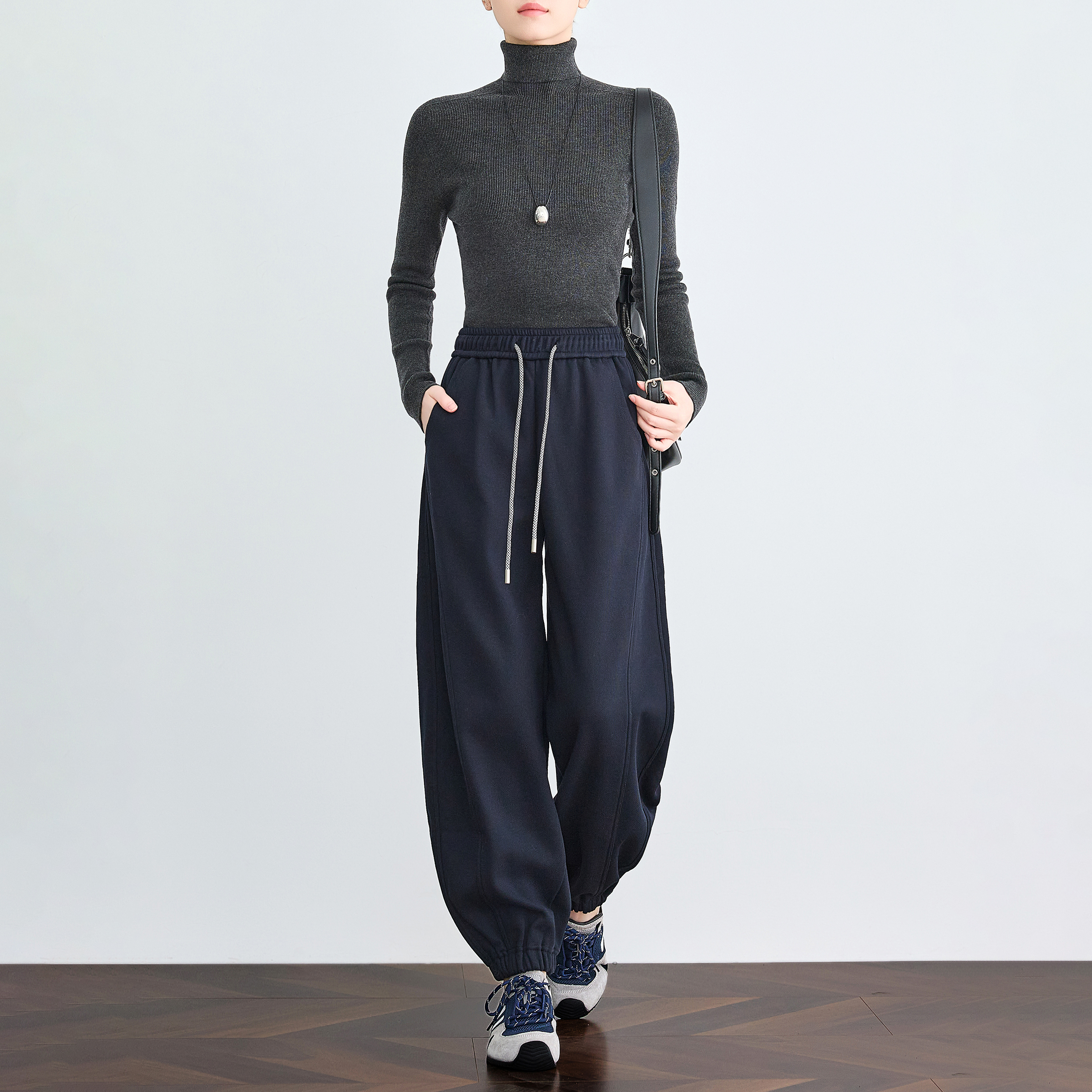 小个子运动卫裤秋冬加厚松紧腰