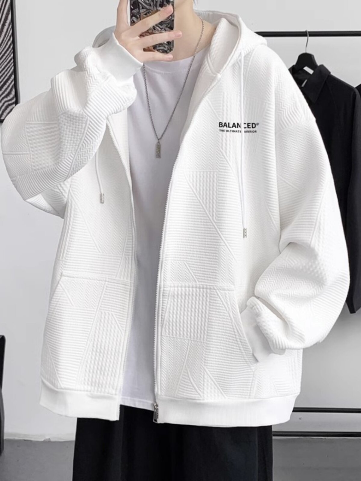 开衫卫衣男潮牌春秋季新款高级感百搭宽松连帽运动外套男休闲夹克