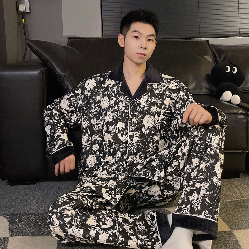 大码300斤秋冬季保暖睡衣男士