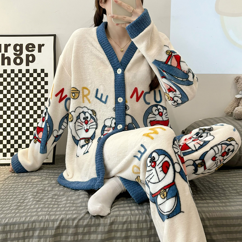 女加厚珊瑚绒大码加肥家居服