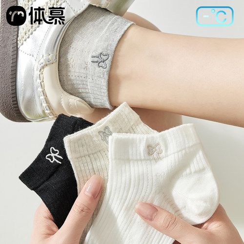 蝴蝶结袜子女短袜春夏季薄款纯棉