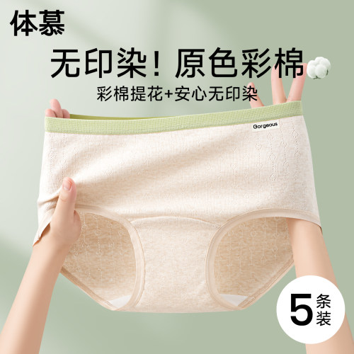 A类彩棉抗菌无痕加长裆女三角裤