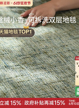 赛波斯丝绒小香系列双层地毯绿色可拆洗客厅沙发可机洗2026新款