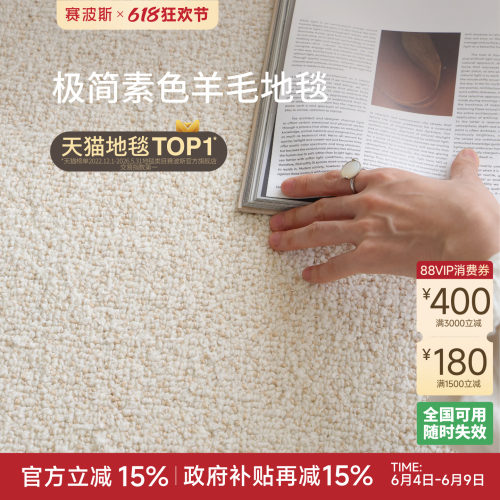 赛波斯进口素色简约羊毛客厅地毯
