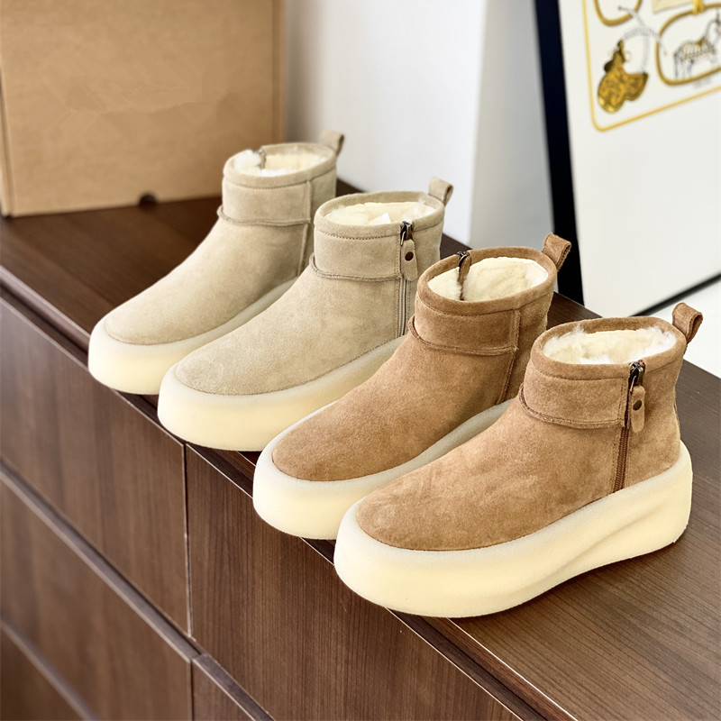 澳洲纯羊毛厚底短筒雪地靴子女