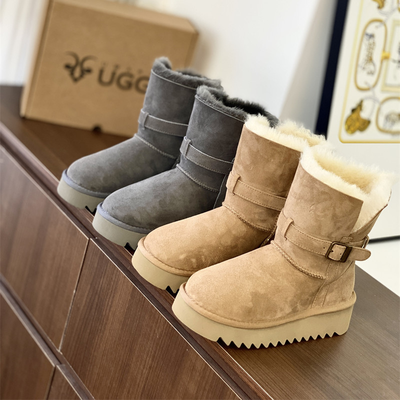 澳洲皮毛一体纯羊毛中筒雪地靴女