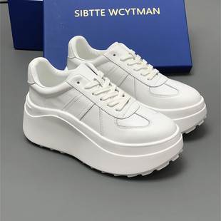 春季 子真皮轻便增高2026新款 女小白鞋 外贸原单松糕厚底休闲板鞋