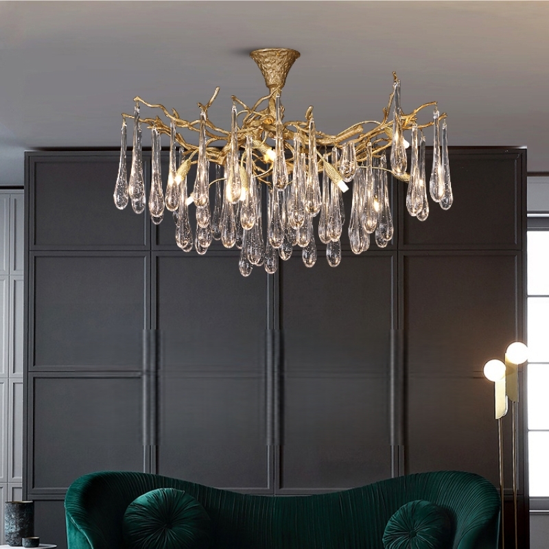美式复古轻奢水晶水滴吊灯