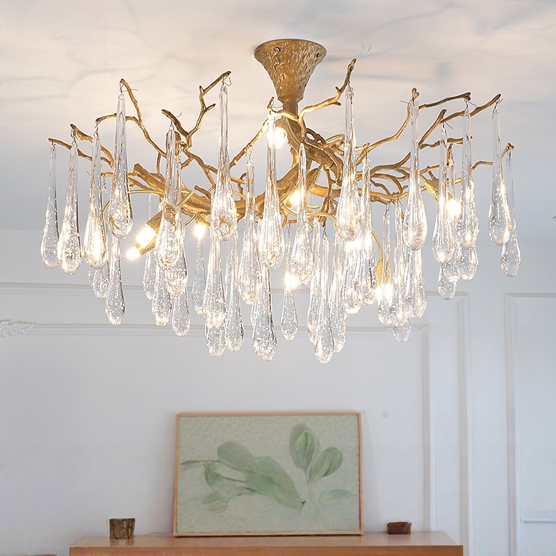 美式复古轻奢水晶水滴吊灯