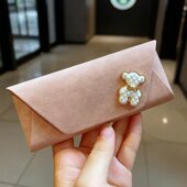 小熊外出眼镜盒日式 高级防压羊巴纹可爱学生闺蜜便携墨镜外出可爱