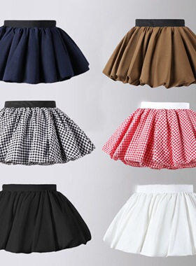 女童半身裙蓬蓬春秋可爱儿童百搭花苞白色云朵短裙裤公主A字裙子