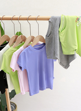 2025短袖女童男童上衣岁白色宝宝夏季婴儿1T恤儿童夏装冰丝夏天莫