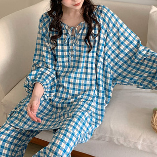 Baju Tidur Sutera Kapas Wanita Musim Bunga dan Musim Luruh L