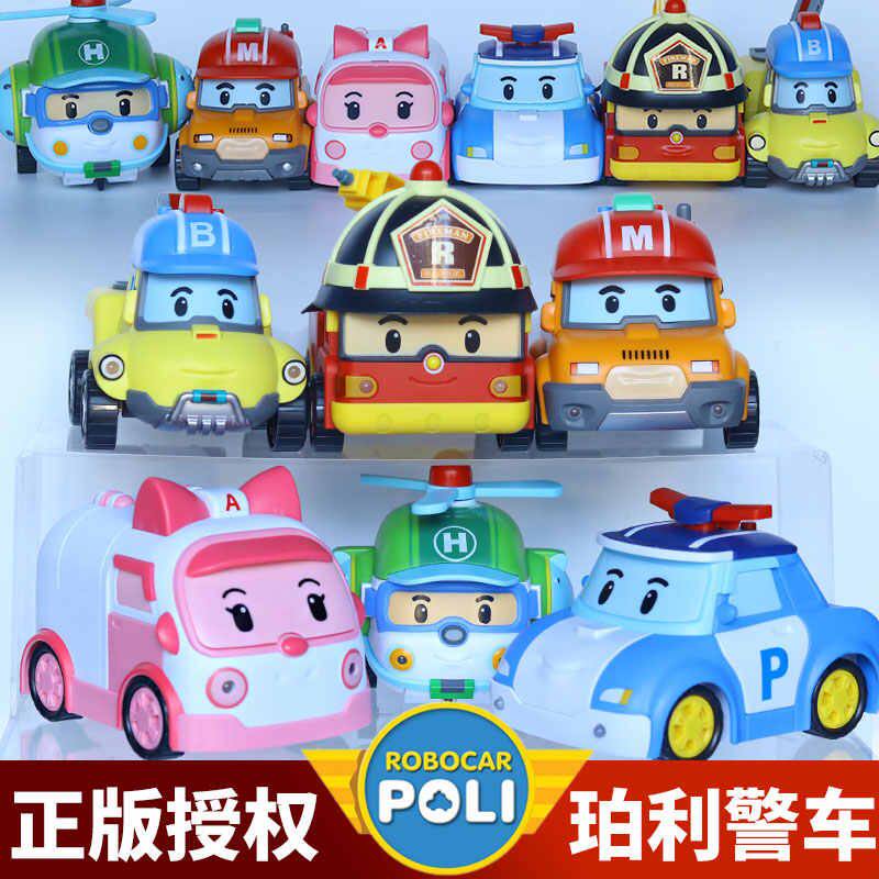 玩具组合变身珀利手动变形宝宝巴男孩警车汽车poli安巴救援救护车