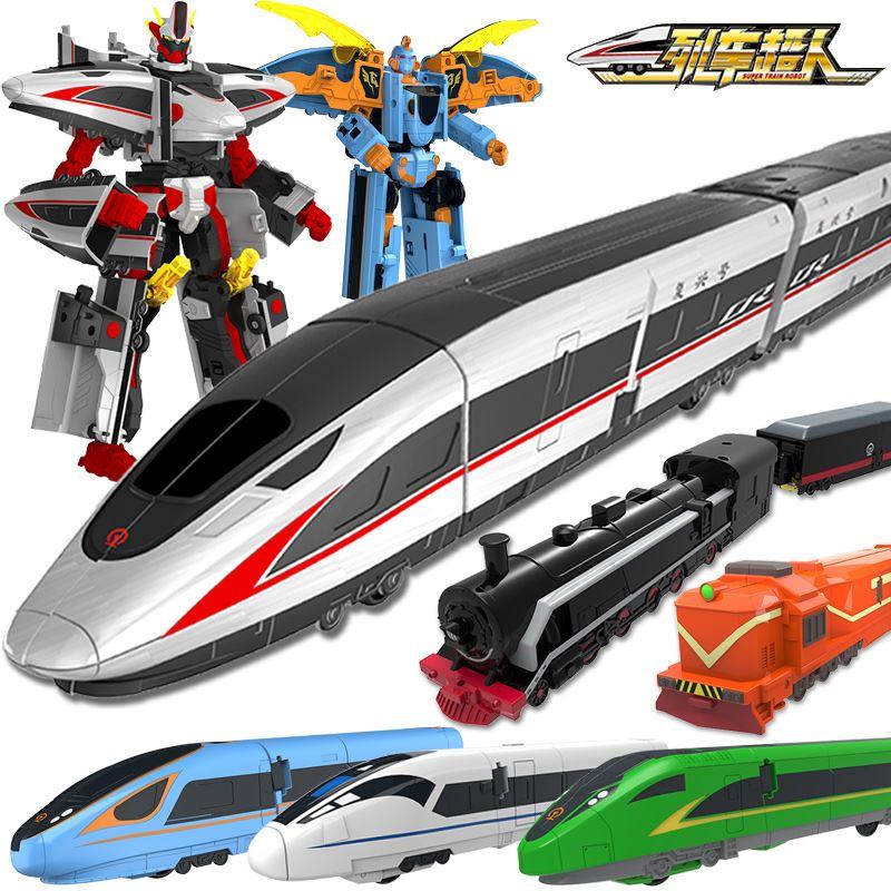 灵动列车超人和谐号高铁动车DF4B型内燃机车儿童三合体玩具套装