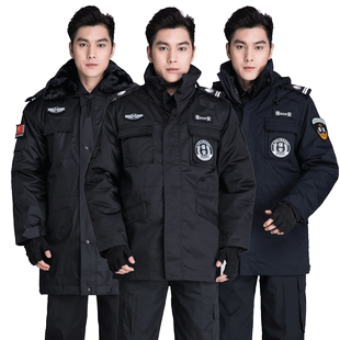 保安棉衣男冬季作训服特冬大衣保安制服工作服套装男加厚冬装棉服