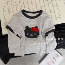 女童韩系假两件卡通长袖T恤上衣早秋穿搭2025秋季YRT新款YRT025