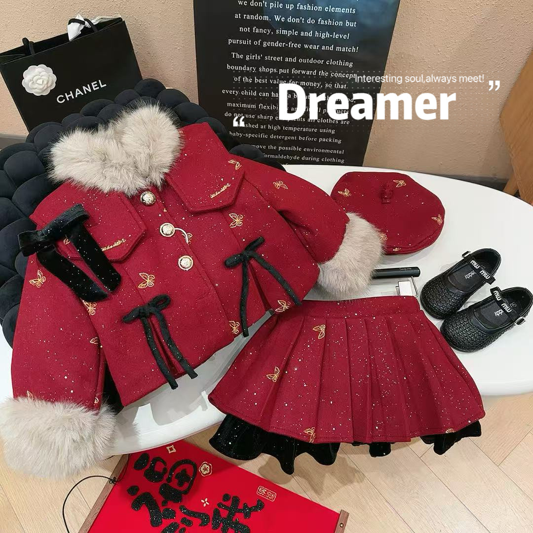 宠粉*女童蝴蝶结加厚上衣百褶短裙套装*送帽子2026冬款DS20095嘉,童装/婴儿装/亲子装,套装,淘宝优惠券,粉丝福利购,淘宝优惠卷