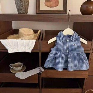 新款 上衣2026夏季 26001稚 翻领学院风松弛感裙子款 女童无袖