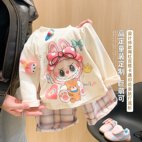 女童韩版卡通印花立体长袖亲肤打底衫2025秋季TP新款TP116