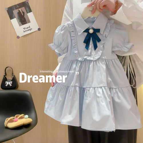 【现】女童学院风甜美翻领短袖公主裙2026夏季TEY新款K6126026