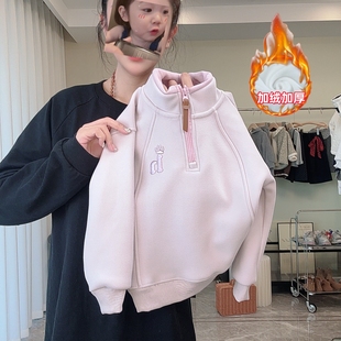 205 新款 C26蒽 2025冬季 女童加绒加厚卫衣简约紫粉色卫衣亲子装