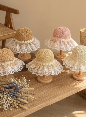 女童防晒小雏菊拼接蕾丝遮阳帽2026夏季SN新款SN184