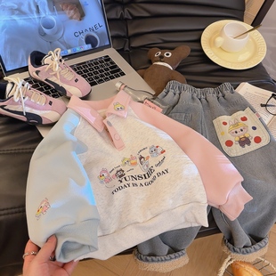 女童甜美可爱百搭卡通印花加绒套头卫衣2025冬季 AYXY082 AYXY新款