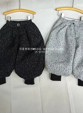 女童韩版复古森系小花加厚加绒灯笼裤2025冬季新款SSQ003谦