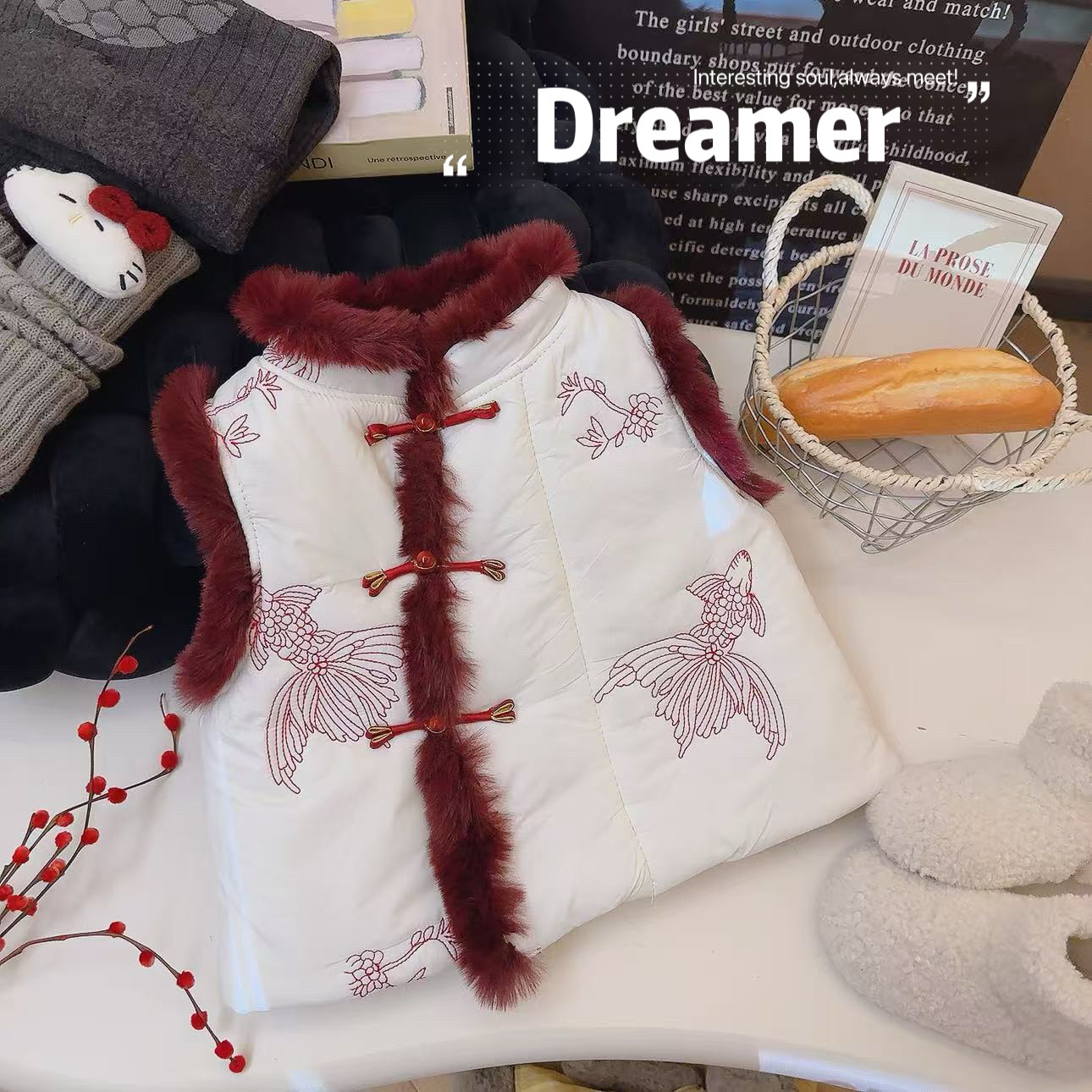 宠粉*女童毛绒保暖中国风金鱼绣花马甲2026冬季新款CM1862T鱼,童装/婴儿装/亲子装,马甲,淘宝优惠券,粉丝福利购,淘宝优惠卷