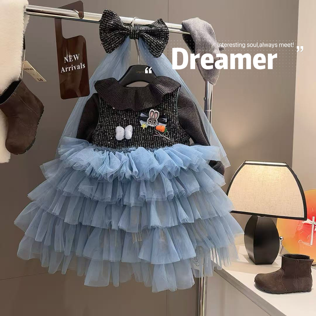 女童可爱卡通蕾丝拼接背心连衣裙*送发夹2026冬季新款AWB157鱼,童装/婴儿装/亲子装,连衣裙,淘宝优惠券,粉丝福利购,淘宝优惠卷