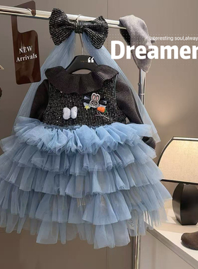 女童可爱卡通蕾丝拼接背心连衣裙*送发夹2026冬季新款AWB157鱼