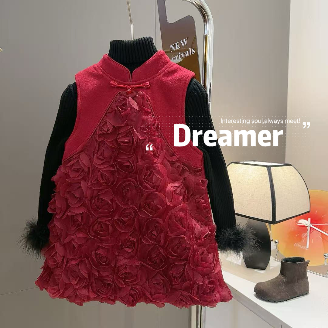 佑琦恩女童新年款洋气国风花朵夹棉连衣裙2026冬季新款AWB005鱼,童装/婴儿装/亲子装,连衣裙,淘宝优惠券,粉丝福利购,淘宝优惠卷