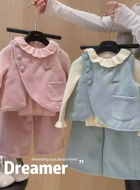 佑琦恩女童软毛呢马甲长裤两件套2025秋冬新款D17634/D17637嘉