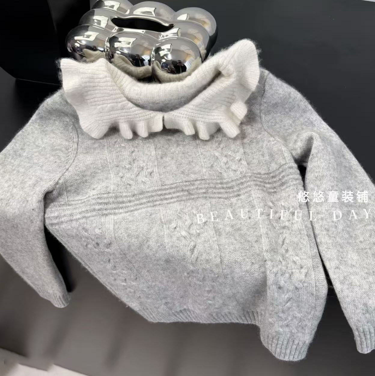 女童韩系洋气撞色花边领保暖套头毛衣2026冬季新款QDA002汏,童装/婴儿装/亲子装,毛衣/针织衫,淘宝优惠券,粉丝福利购,淘宝优惠卷