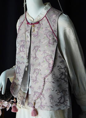 【婉若游龙】非遗宋锦品牌：陆美英苍龙云肩两件式春夏款真丝马甲