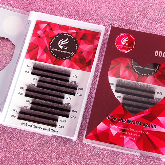 黑焦糖色3D立体编织开花嫁接睫毛 自然柔软0.05C翘三叶山茶花睫毛