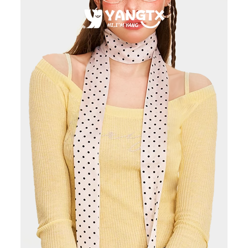 【杨同学】波点丝巾高级感飘带秋冬薄款护颈2025年新款领巾细围巾