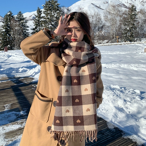 Зимний шарф, двусторонная универсальная утепленная демисезонная накидка, в корейском стиле