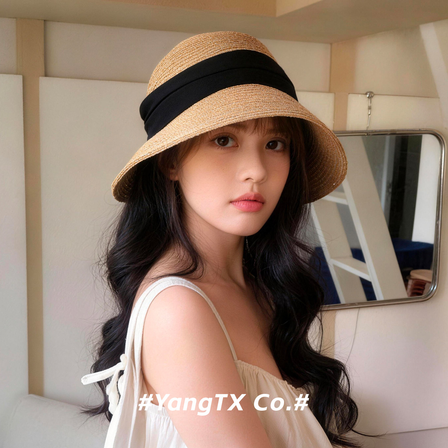 杨同学设计款蝴蝶结草帽旅游度假