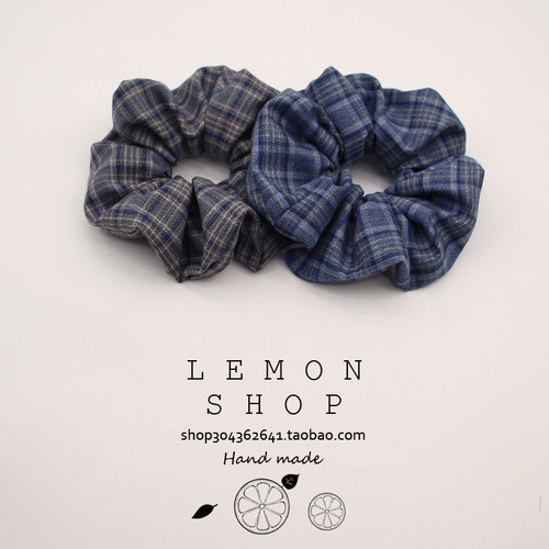 复古风法式格纹学院风格子布艺大肠发圈褶皱发绳头绳韩国发饰品女