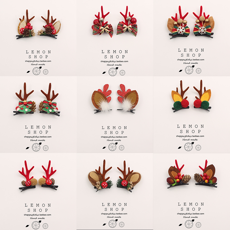 圣诞节发夹麋鹿老人边夹顶夹