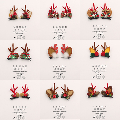 圣诞节发夹麋鹿老人边夹顶夹