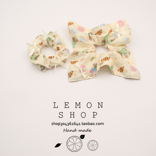 卡通小熊甜美大肠发圈方巾布艺头绳蝴蝶结女发饰扎头发橡皮筋头绳